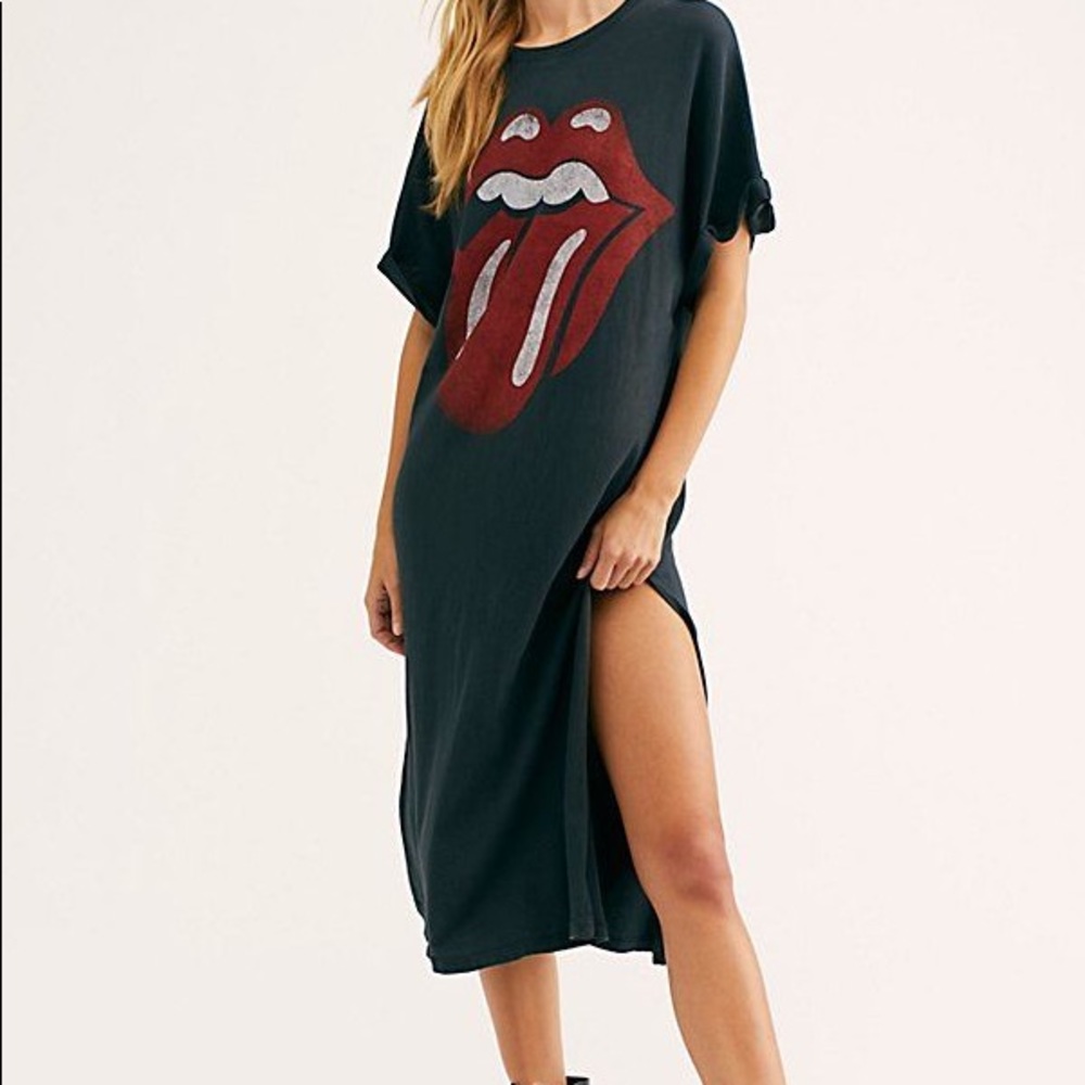 Tie dye free people x daydreamer Rolling Stones midi t shirt dress